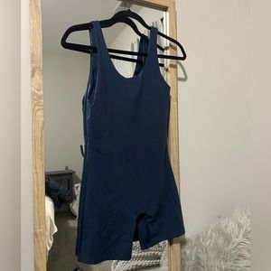 Girlfriend Collective navy bike unitard